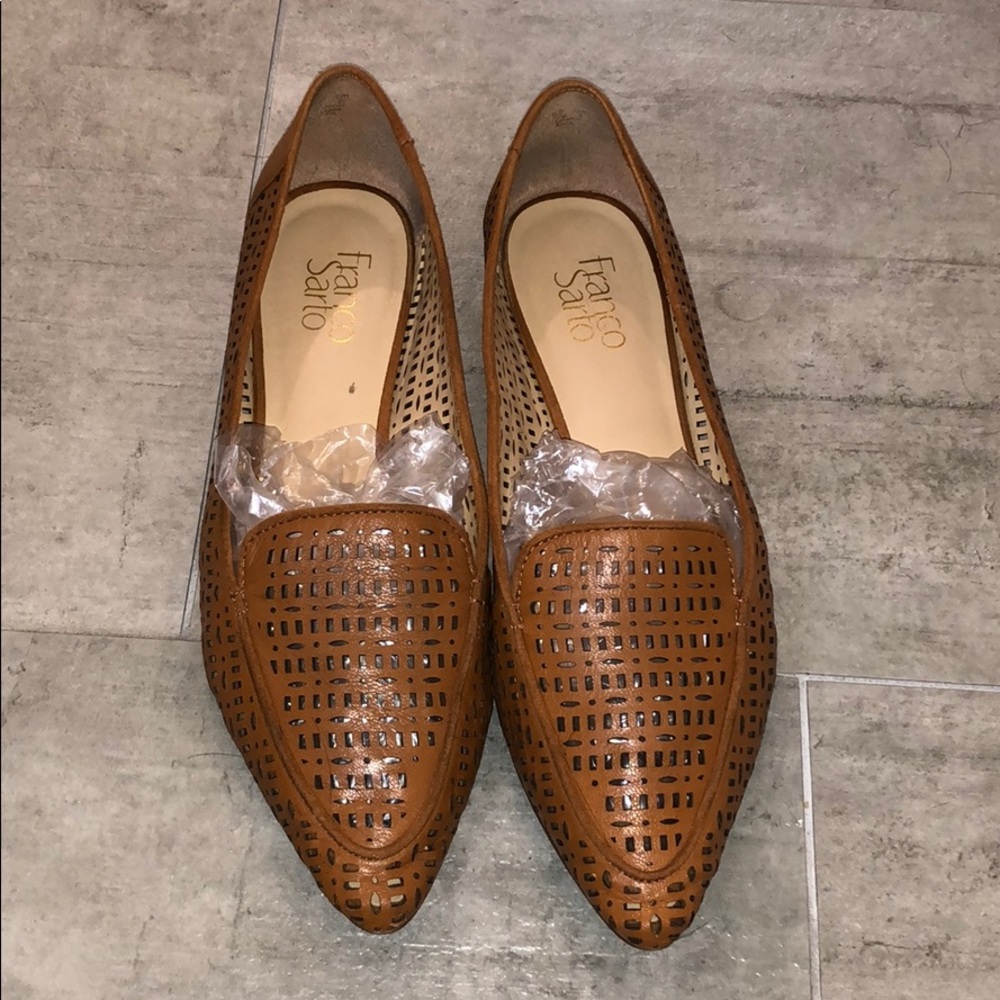 Franco Sarto brown perforated loafers